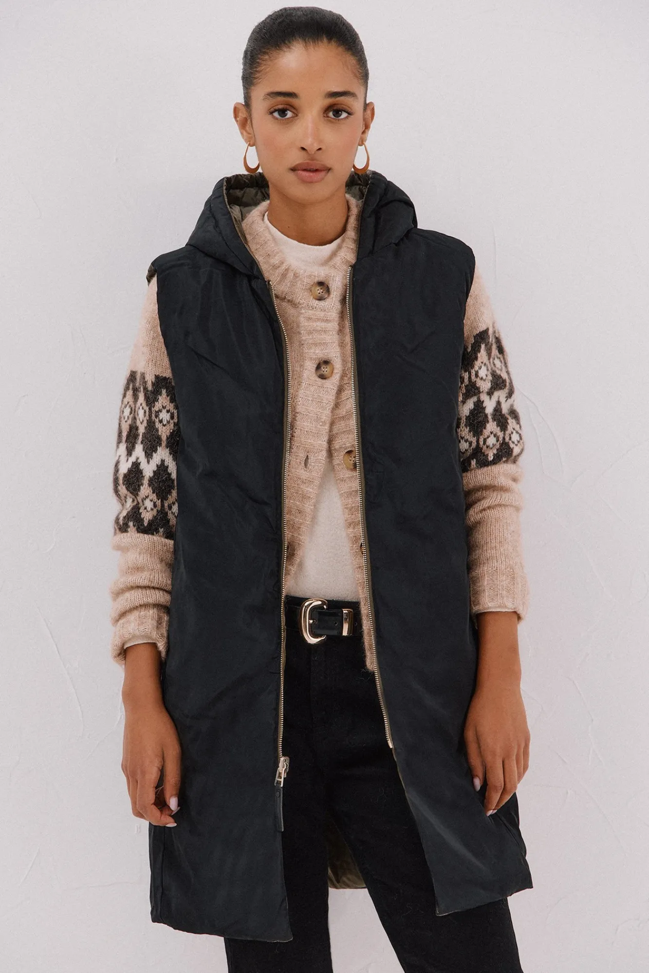 Mujer Cortefiel Chalecos|Abrigos>Chaleco largo reversible