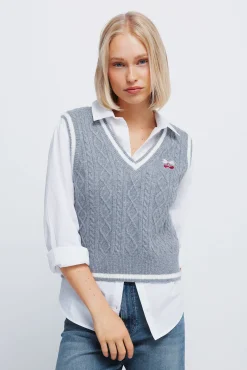 Mujer Springfield Jerséis>Chaleco punto bordado cereza