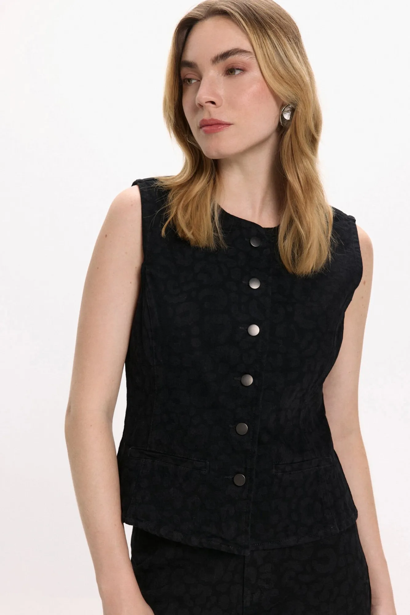 Mujer Vila Chalecos|Chaquetas>Chaleco vaquero animal print