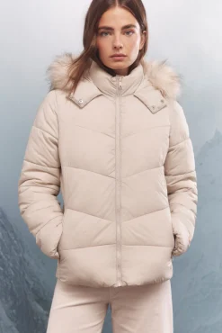 Mujer Springfield Chaquetas|Plumíferos Y Acolchados>Chaqueta acolchada capucha pelo Sorona Aura