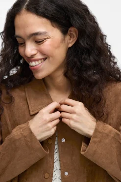 Mujer Vila Blusas|Chaquetas>Chaqueta antelina abotonada