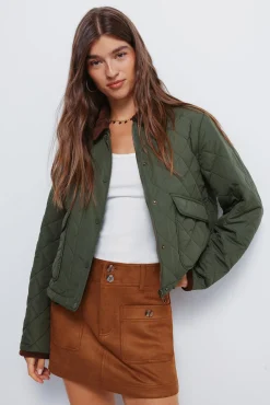 Mujer Springfield Chaquetas>Chaqueta corta acolchada cuello pana