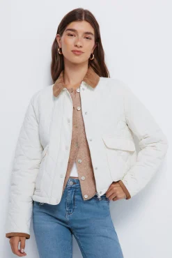 Mujer Springfield Chaquetas>Chaqueta corta acolchada cuello pana