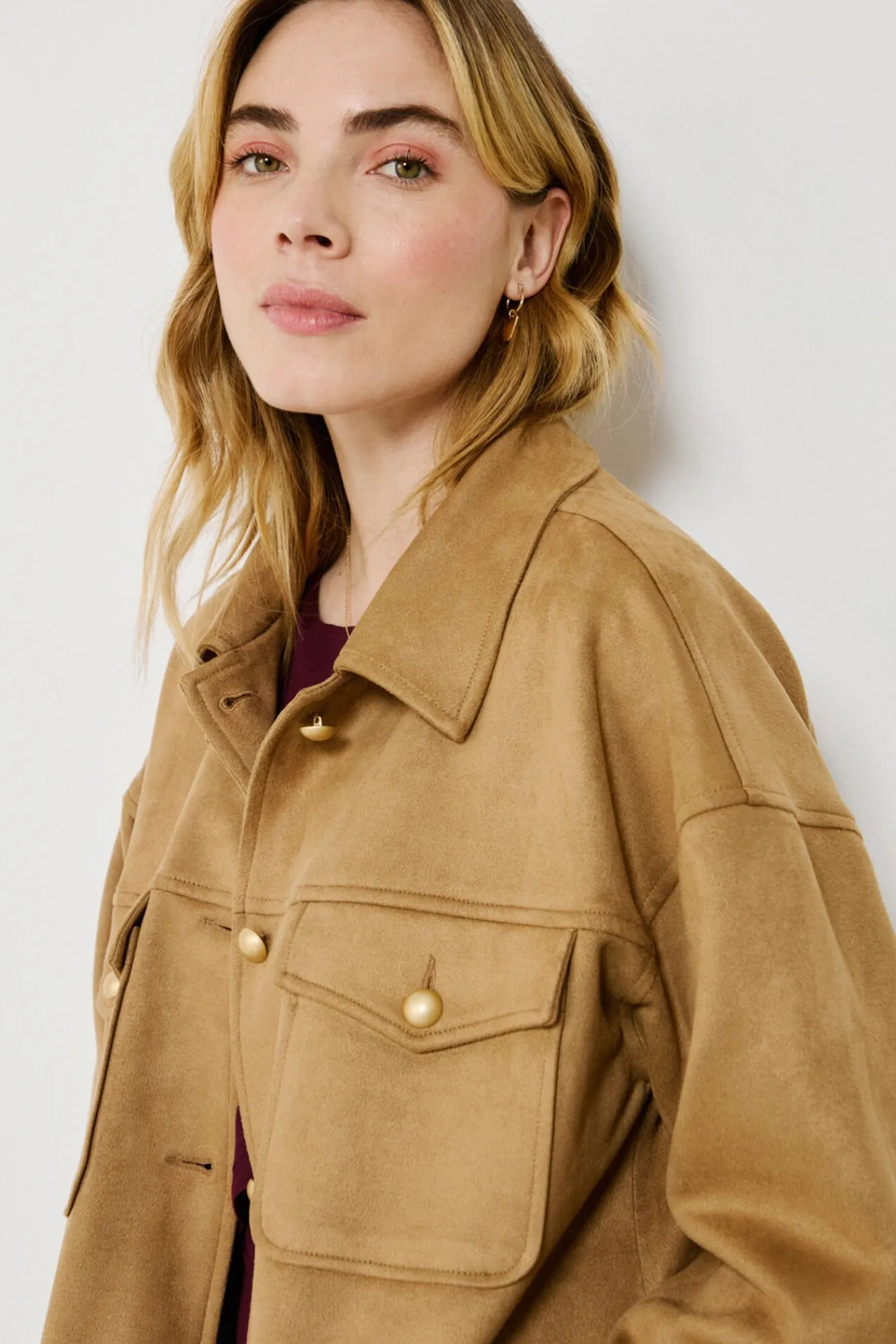 Mujer Vila Chaquetas>Chaqueta de antelina abotonada