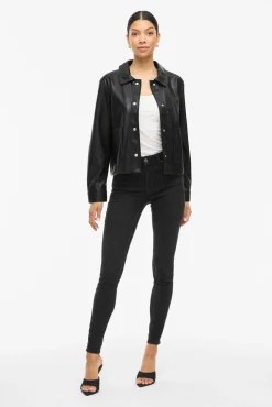 Mujer Vila Chaquetas>Chaqueta polipiel abotonada