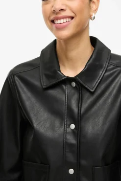 Mujer Vila Chaquetas>Chaqueta polipiel abotonada