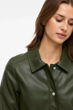 Mujer Vila Chaquetas>Chaqueta polipiel abotonada