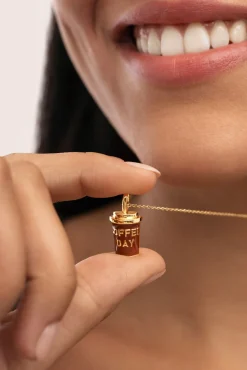 Mujer Singularu Joyería Y Bisutería>Charm Coffee Baño Oro