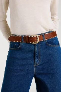 Mujer Vila Cinturones>Cinturón de piel con pespuntes