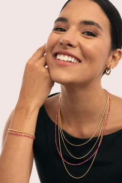 Mujer Singularu Joyería Y Bisutería>Collar Cleopatra Pink Acero Baño Oro