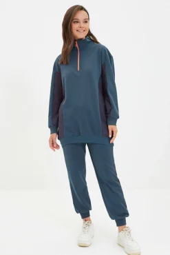 Mujer Trendyol Monos>Conjunto chándal azul sudadera y pantalón