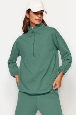 Mujer Trendyol Monos>Conjunto chándal verde sudadera y pantalón