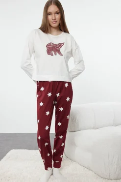 Mujer Trendyol Pijamas|Pijamas>Conjunto de pijama estrellas blanco y rojo