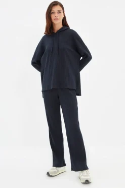 Mujer Trendyol Pijamas|Pijamas>Conjunto pijama canalé con capucha