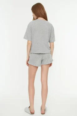 Mujer Trendyol Pijamas|Pijamas>Conjunto pijama corto volantes