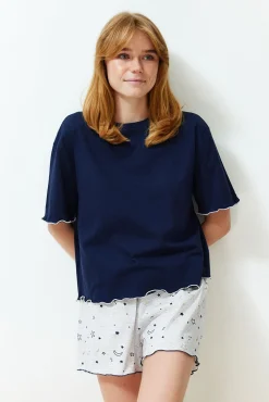 Mujer Trendyol Pijamas|Pijamas>Conjunto pijama corto volantes estrellas