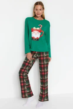 Mujer Trendyol Pijamas|Pijamas>Conjunto pijama cuadros Navidad Papá Noél