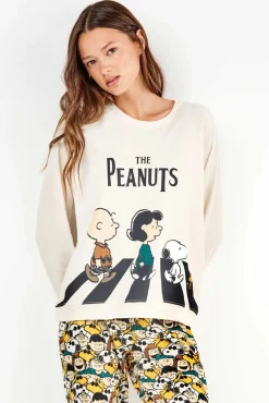 Mujer Gisela Pijamas|Pijamas>Conjunto pijama de punto interlock Peanuts