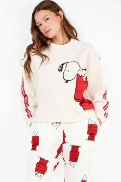 Mujer Gisela Pijamas|Pijamas>Conjunto pijama en felpa elástica extrasuave casita Snoopy