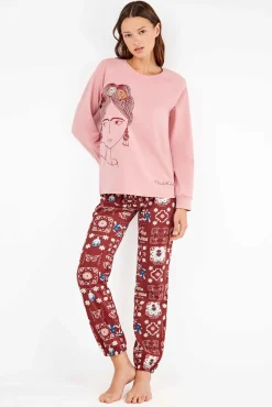 Mujer Gisela Pijamas|Pijamas>Conjunto pijama Frida Kahlo punto interlock