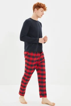Hombre Trendyol Pijamas>Conjunto pijama hombre cuadros rojo y azul