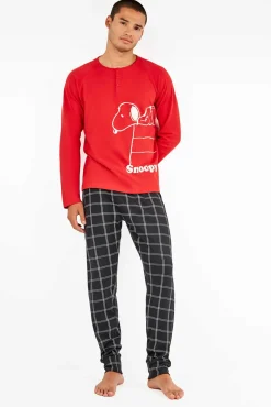 Hombre Gisela Pijamas>Conjunto pijama hombre de punto interlock Snoopy