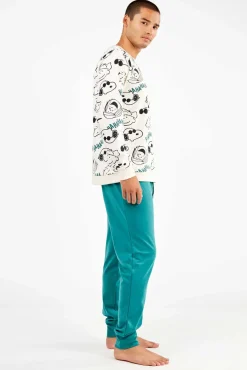 Hombre Gisela Pijamas>Conjunto pijama hombre Snoopy en punto interlock