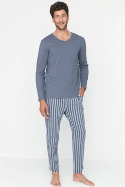 Hombre Trendyol Pijamas>Conjunto pijama largo rayas100% algodón