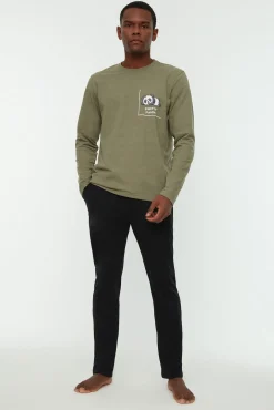 Hombre Trendyol Pijamas>Conjunto pijama liso hombre dibujo panda