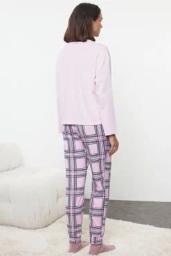Mujer Trendyol Pijamas|Pijamas>Conjunto pijama Navidad cuadros rosa