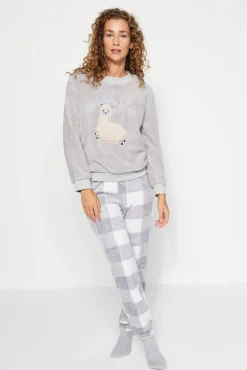 Mujer Trendyol Pijamas|Pijamas>Conjunto pijama polar cuadros