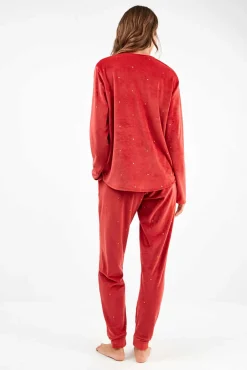 Mujer Gisela Pijamas|Pijamas>Conjunto pijama tejido polar elástico