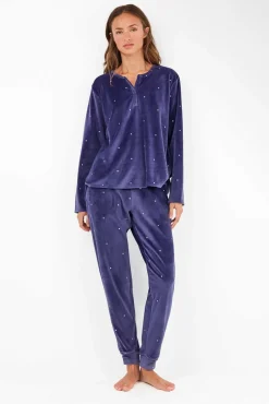 Mujer Gisela Pijamas|Pijamas>Conjunto pijama tejido polar elástico