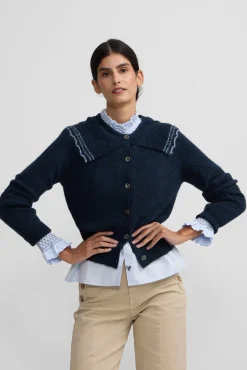 Mujer Silbon Jerséis>Cárdigan cuello bobo contraste