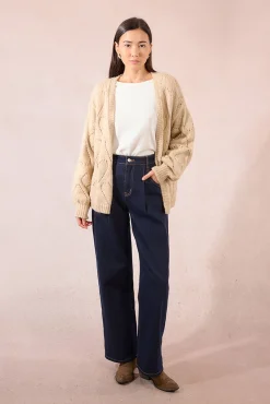 Mujer Molly Bracken Jerséis>Cárdigan de manga larga en punto calado detalle corazones