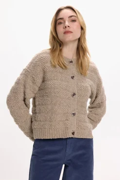 Mujer Vila Jerséis>Cárdigan de punto abotonado con lana