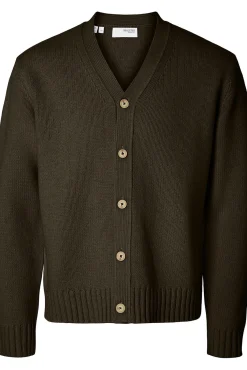 Hombre Selected Jerséis>Cárdigan lana cuello pico