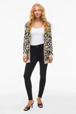 Mujer Vila Jerséis>Cárdigan midi estampado de viscosa