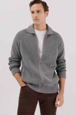 Hombre Cortefiel Jerséis>Cárdigan punto algodón cierre cremallera