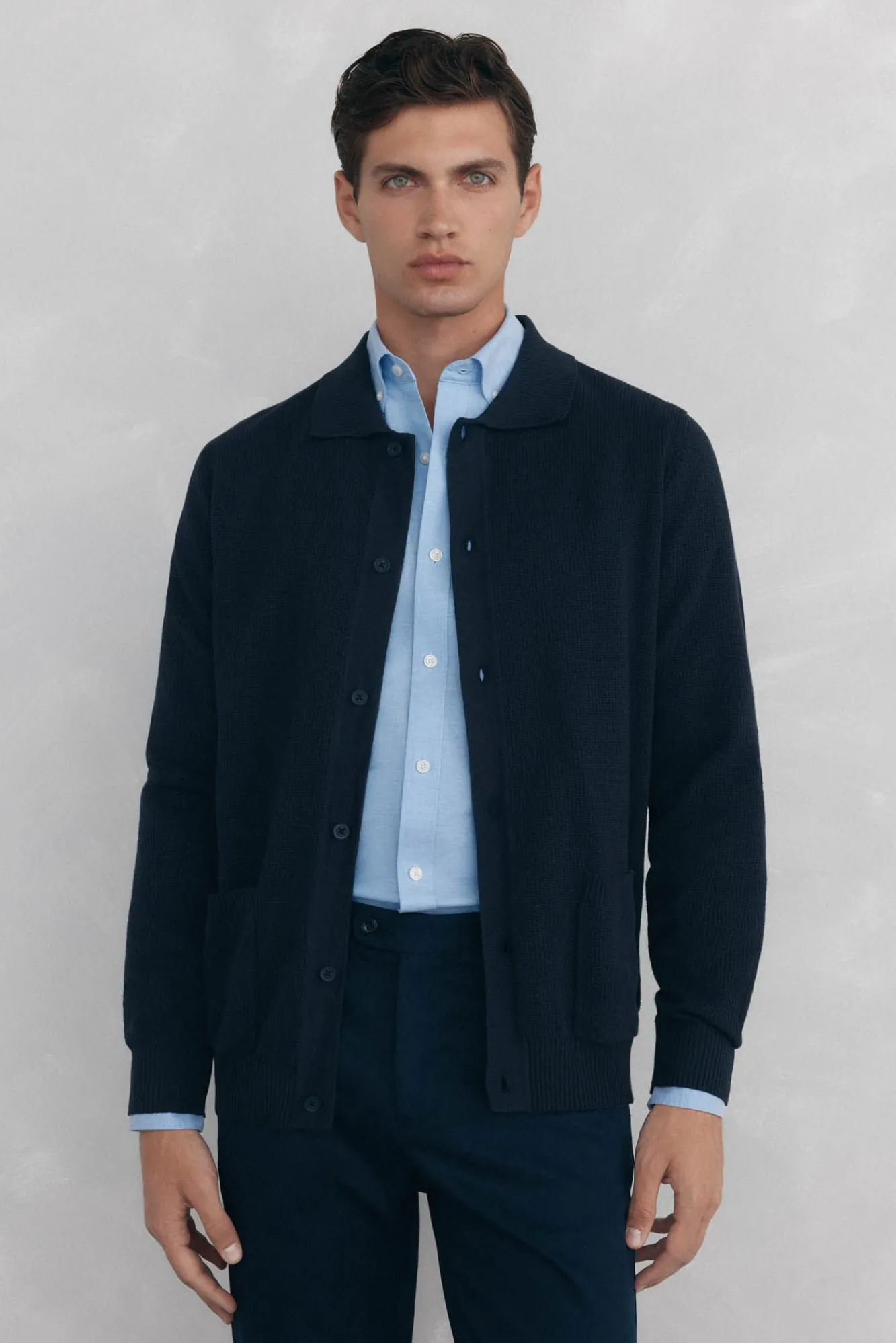 Hombre Pedro del Hierro Jerséis>Cárdigan punto algodón cuello polo botones