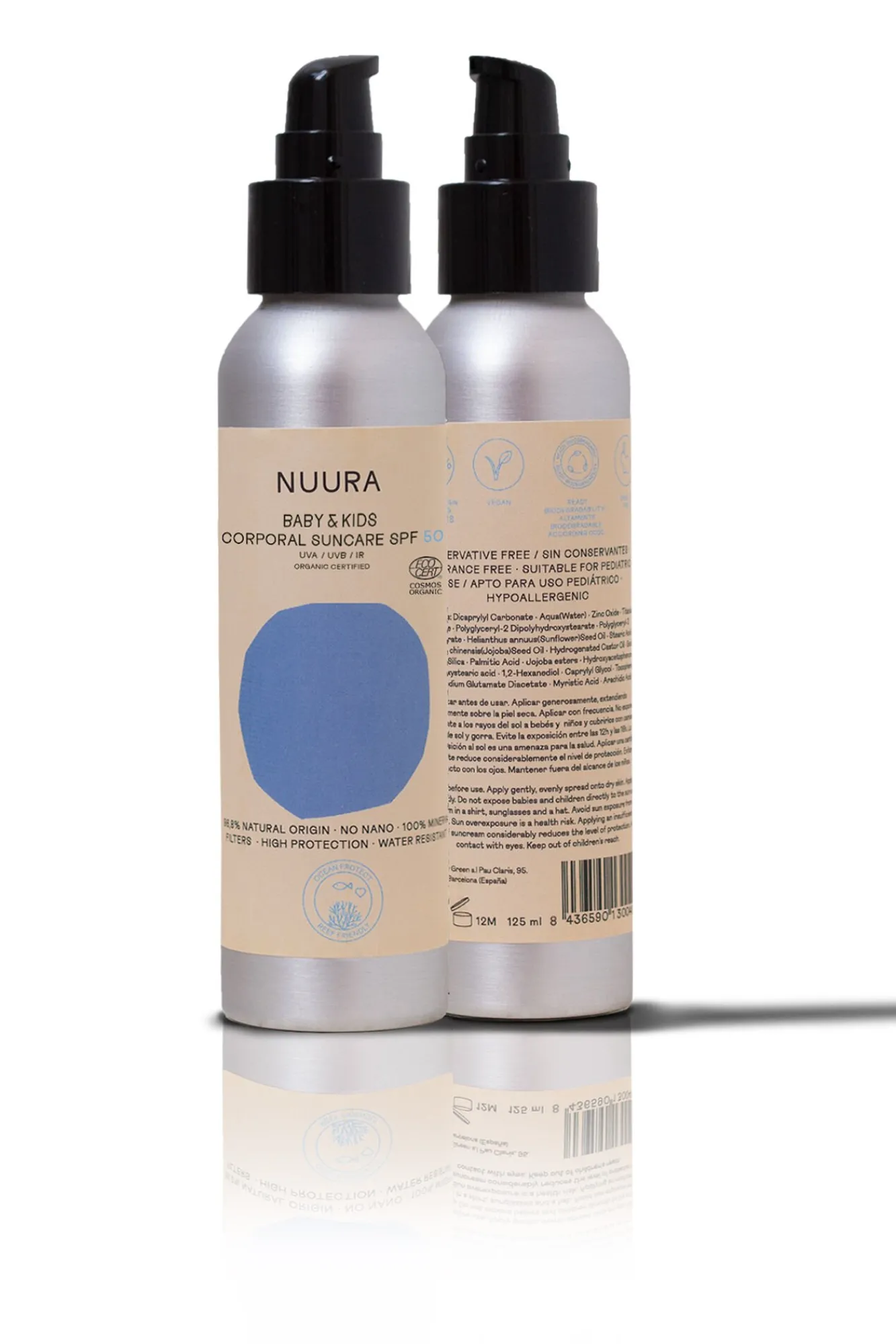 Nuura Cosmética Natural|Cosmética Facial>Crema solar orgánica protección +50125 ml