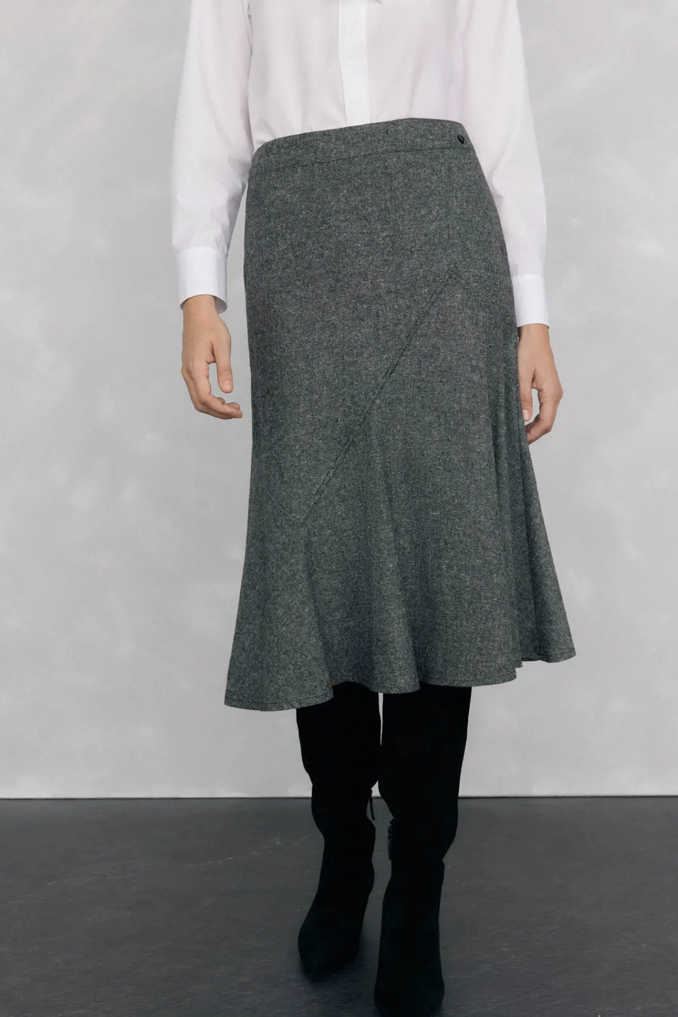 Mujer Pedro del Hierro Trajes|Faldas>Falda cortes con vuelo en bajo