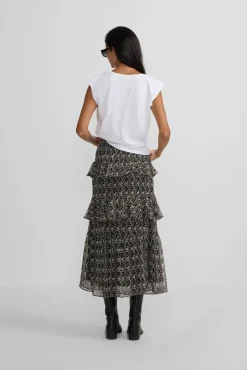 Mujer Silbon Faldas>Falda larga volantes estampado