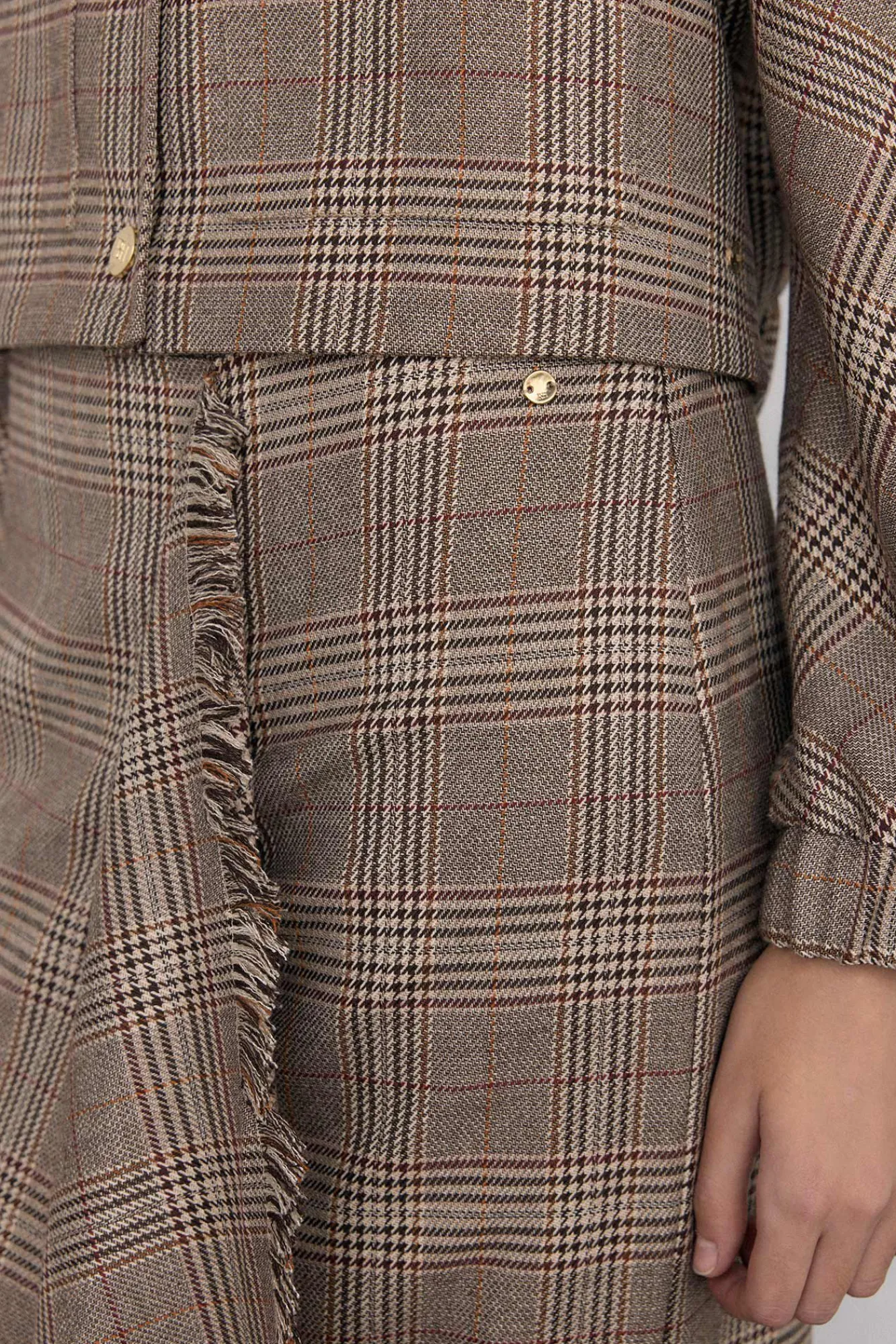 Mujer Pedro del Hierro Faldas>Falda midi cuadros volante desflecado