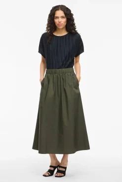 Mujer Vila Faldas>Falda midi de algodón orgánico con viscosa