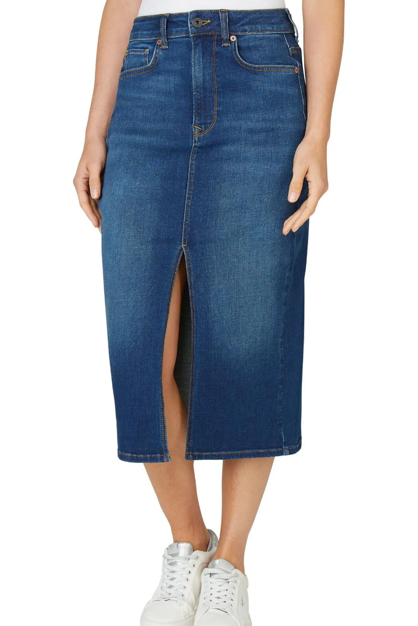 Mujer Pepe Jeans Faldas>Falda Midi Denim Fit Slim