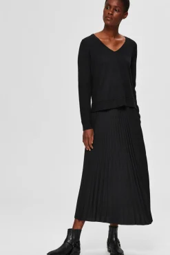 Mujer Selected Faldas>Falda midi plisada con cintura elástica