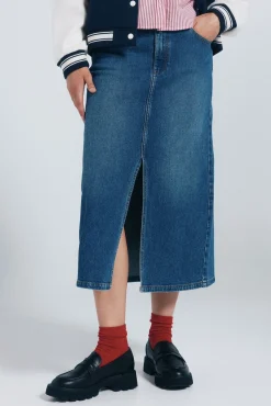 Mujer Springfield Faldas>Falda midi vaquera