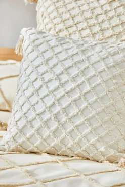 Calma House Fundas De Cojín>Funda de cojín con relieve de rombos crudo Royal