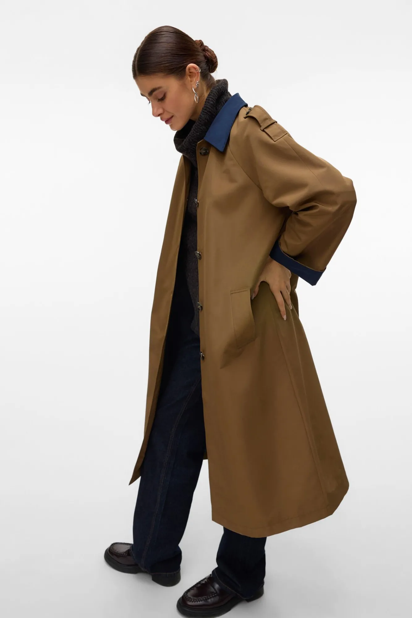 Mujer Vero Moda Gabardinas|Chaquetas>Gabardina larga bicolor